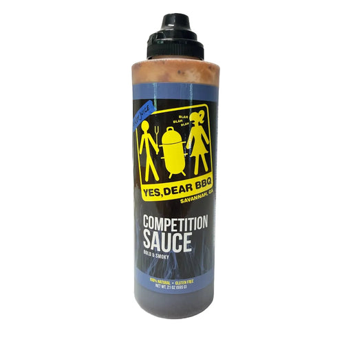 competition sauce bottle front on white background